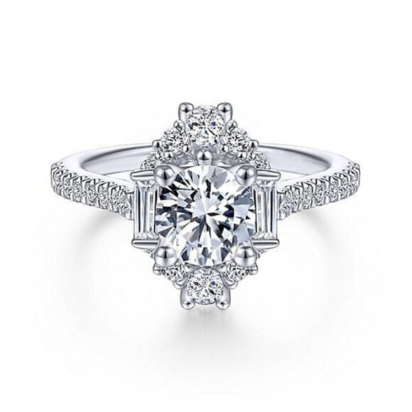 Plain Romantic Gemstone CZ Thin Wedding Rings for Women, EVGG1586 - Picture 1 of 8